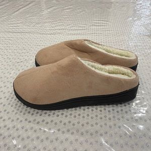 Tan memory foam slippers